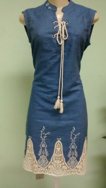 Vestido Azul Jeans c/ detalhes